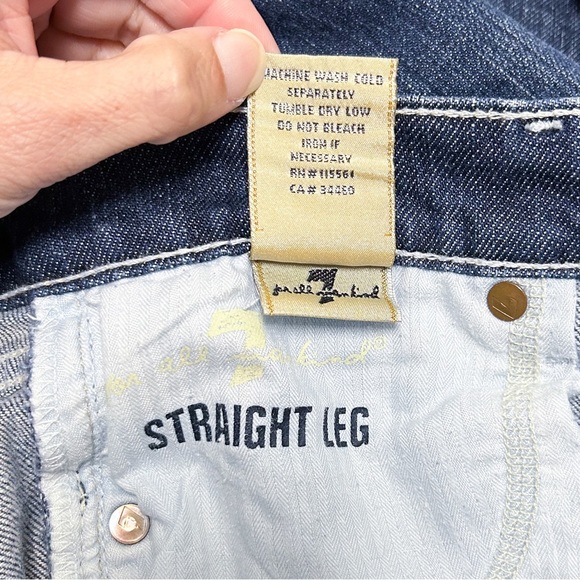 7 For All Mankind Medium Wash Straight Leg Low Rise Jeans 28 7FAM 32.25 Inseam - Picture 8 of 10